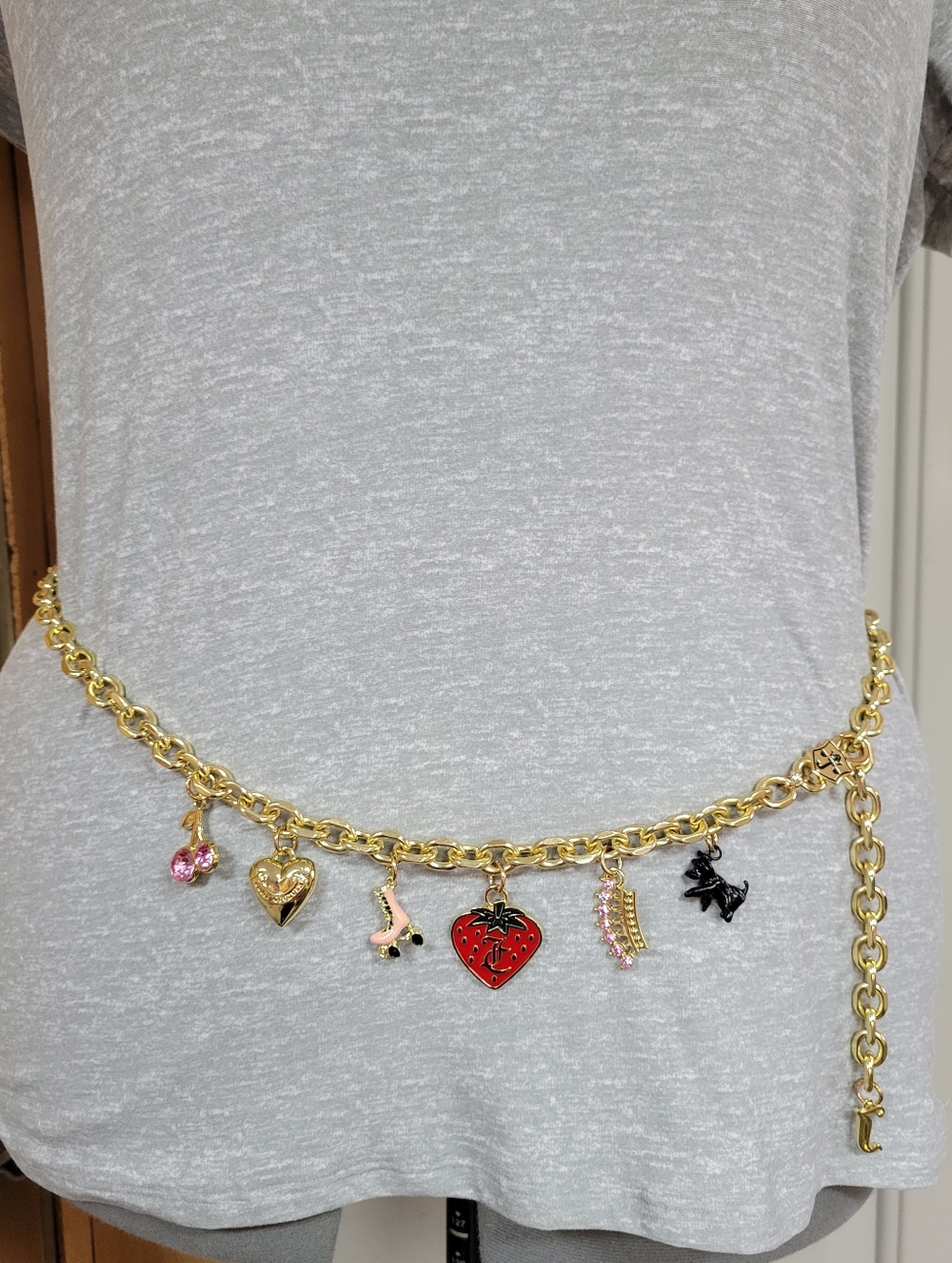 Juicy Couture Gold Charm Chain Belt with  Charms